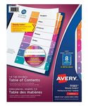 Avery Ready Index Table of Content Dividers for Laser and Inkjet Printers, 8 tabs, Multi-Colour, 6 Sets, (11189)