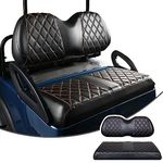 NOKINS Golf Cart Diamond Seat Covers Kit, Fit for Club Car Precedent Ordinary Front Seat Cushion, Golf Cart Vinyl Seat Cover, No Nails Required (Black and Brown Stitching)