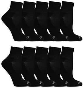 Fruit of the Loom Women Everyday Active Sport Ankle Socks (10 Pack), Black, 8-12