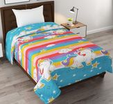 FRESH FROM LOOM Rotary Printed Micro Fiber Comforter | Dohar | Quit | Single Bed | Double Weaved | Washable | Hypoallergenic Skin Friendly (Unicorn -Multicolour | 60x90 INCHES, Single Bed)