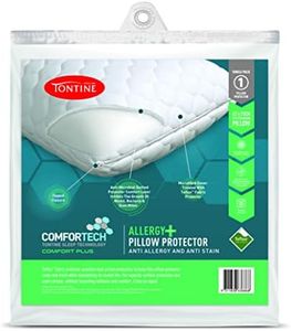 Tontine Comfortech Allergy Plus Anti-Stain Pillow Protector, Standard Size – Soft Microfibre with Teflon Fabric Protection – Quilted Comfort Layer with Anti-Microbial Protection – Machine Washable