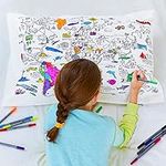 eatsleepdoodle Colouring Pillowcase For Kids w/ 10pk Washable Markers For Kids - 75x50cm World Map Kids Colouring Pillowcase - Ultra Washable & Reusable Arts and Crafts For Kids