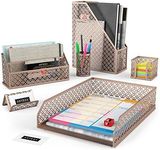 Arteza Desk Organizer Accessories Set in Rose Gold, 6-Piece Includes Pencil Cup Holder, Letter Sorter, Tray, Magazine Holder, Name Card Holder, Sticky Note Holder, Office Supplies for Home or Office