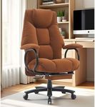 Efomao Big and Tall Office Chair 500LBS for Back Pain Relief, Heavy Duty Executive Office Chair with Foot Rest, Ergonomic Office Chairs for Long Hours Sitting, Computer Chairs. Caramel Brown