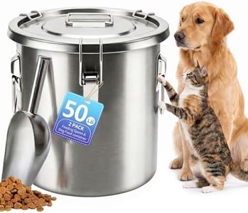 PRRPRR Stainless Steel Dog Food Storage Container with Lid & Scoop, Large Metal Dog Food Storage Container for Dry Pet Food, Airtight Pet Food Storage Container, Dog Food Bin for Kibble, 50LB