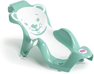 OKBABY Buddy - Hamaca De Baño Ergonómica Con Asiento De Goma Antideslizante Para El Baño Del Bebé - 0 A 8 Meses (8 Kg), color Turquesa