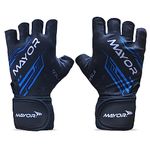 Mayor Tesla Gym Gloves For Men & Women With Wrist Support Accessories, Gloves For Gym Workout, Training And Exercise With Pullers, Gym Gloves For Weightlifting (Black/Blue, Size- L), Large