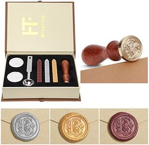 Seal Wax Kit,PUQU Vintage Initial Letters A-Z Alphabet Wax Badge Seal Stamp Kit Wax Set Tool Gift(B)