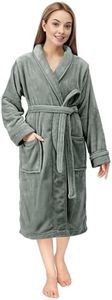 NY Threads Luxury Women’s Dressing Gown Super Soft Fleece Bath Robe Cozy Shawl Collar Loungewear and Nightwear, X-Large, Steel Grey