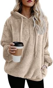 Yanekop Womens Hoodies Sherpa Pullover Sweater Fuzzy Fleece Sweatshirt Oversized Hoodie Cozy Outerwear with Pockets(A Khaki,M)