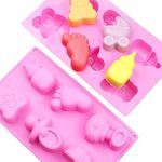 Funwaretech® Silicone Chocolate Mould,6-Cavity Baby Milk Bottle Car Footprint Non-Stick Sweet Moulds for Baking,Cake Topper Moulding Candy Chocolates Cookie Ice Jelly and Handmade DIY Wax Melt Moulds