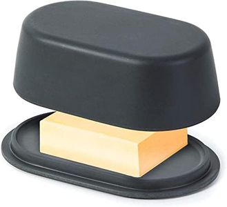 Grey Butter Dish with Lid For Countertop - Modern Plastic Dark Grey Butter Crock - Dishwasher Safe Butter Keeper -Butter Holder Container Perfect For Large European Style Butter Such As Kerrygold