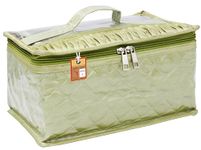 atorakushon Satin Women'S MakeUp Jewellery Organizer For Jhumka Pendant Necklace Zipper Pouches Ring Earring Tops Studs Travelling Kit With 9 Pouch Bag Case (PistaGreen)