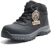 OUXX Mens Work Boots, Side Zipper, Steel Toe Shoes, Anti-Slip Rubber Sole, Puncture-Proof(Black, OX2518, US 10.5)
