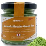 Matchaeco 50g Japanese Turmeric Matcha Green Tea Powder Flavoured | Stone Ground Ceremonial Grade From Japan | Pesticide-Free | Recyclable Jar | Vegan Gift | Matcha latte (50g, Turmeric Matcha)