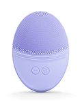 EZBASICS Facial Cleansing Brush Made with Ultra Hygienic Soft Silicone, Waterproof Sonic Vibrating Face Brush for Deep Cleansing, Gentle Exfoliating and Massaging, Inductive Charging (Violet)