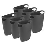 Superio Slim Bathroom Trash Can 2 Gallon Plastic Small Compact Waste Basket for Bedroom, Dorm, Under Office Desk, Narrow Portable RV Dustbin, 6 Grey