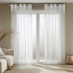 NAKIHOUSE Voile Curtain, White Voile Curtains for Living Room 108 Drop Net Curtain Light Filtering Window Treatment Sheer & Drapes Eyelet Top Curtains for Bedroom/Nursery Room 52" x 108", 2 Panels