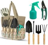Garden Tools Stainless Steel 8-Piece Gardening Tools Heavy Duty Gardening Hand Tools Gifts for Women Who Have Everything - Includes Shovel Trowel Fork Rake Gardening Gloves Couples Gifts Ideas