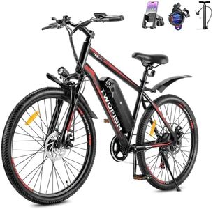 TWOFISH Electric Bike for Adults, 250W Motor E Bike with 36V 15Ah Battery, 100KM Max Range, 7-Speed Electric Mountain Bicycle with LED Display, Disc Brakes, Cruise Control, TF-1 (Black-Red)