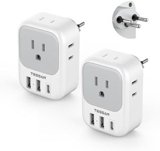 Switzerland Power Adapter 2 Pack, TESSAN Type J Adaptor with 4 Outlets 3 USB Charging Ports(1 USB C), Swiss Plug for US to Switzerland, Liechtenstein, Rwanda