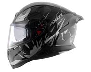 Axor Apex Hunter ISI ECE DOT Certified Full Face Dual Visor Helmet for Men and Women with Pinlock Fitted Outer Clear Visor and Inner Smoke Sun Visor Black Grey Helmet-XL