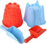 2 Sand Castle Beach Buckets and 2 Shovels for Kids - 7 Inch Large Sand Mould Pails, Beach Toys for Toddlers and Kids Beach Party Summer Activities Fun