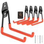 YouthZeal Garage Hooks Utility Double Heavy Duty, Garage Storage Organization and Tool Hangers for Power ＆ Garden Tools,Wall Mount Hooks (4 Pack Orange U Hooks, Medium)