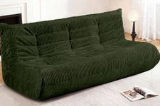 Cansunna Bean Bag Chair,Giant Beanbag Chairs for Adults,Comfy Large Fireside Chair Lazy Sofa,Corduroy Bean Bag Lounger with Memory Foam Filled,Floor Sofa Couch for Home,Living Room (Green, 3-Seater)