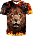 Hgvoetty Men's Fashion 3D Print Lion All Over Print Short Sleeve T-Shirt M