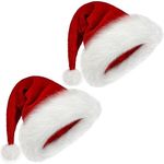 BSVI Christmas Hat, Santa Hat Holiday for Adults Unisex Velvet Comfort Extra Thicken Fur Xmas Hat for New Year Festive Party Supplies (Adults-2 pcs)