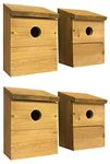 Selections Wooden Multi-Hole Wild Bird Classic Nest Box Birdhouse (Pack of 4)