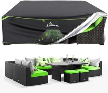 UIRWAY Garden Furniture Cover Waterproof with Air Vent, 250x250x90cm Outdoor Patio Furniture Cover, 420D Heavy Duty Garden Table Cover with Reflective Strips