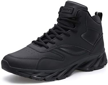 Joomra Basketball Shoes for Boys Teens Leather Tennis Skate Mid High Top Ankle Boots Athletic Young Men Sport Snikers Walking Sneakers All Black Size 7