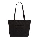 Vera Bradley Women's Cotton Small Vera Tote Bag Handbag, True Black, One Size