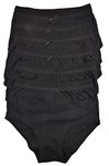 COTTONIQUE Ladies 6 Pairs of Full Cotton Briefs in Choice of Colours 36-54" Plus Sizes (52-54" (24-26), Black)