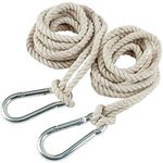 2 Tree Swing Hanging Straps Cotton Hammock Rope 9.8 FT Each with Heavy Duty Carabiner Hooks Kit for Camping or Tire Playground Accessories - Safer Extension Conversion / Easy Setup Indoor Outdoor