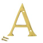 TERF® 3 Inch (75mm) Brass Polished Finish Screw Fix Front Door Letter '' A '' Mailbox Hotel House Door Letter Suitable for All Door Types Wooden, u PVC and Composite With Fixing Screw [ Letter - A ]