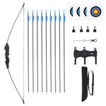 Procener 45" Bow and Arrow Set for Kids, Archery Beginner Gift with 9 Arrows 2 Target Face, 1 Arm Guard and 1 Quiver, 18 Lb Recurve Bow Kit for Teen Outdoor Sports Game Hunting Toy (Black)