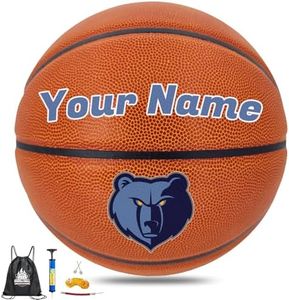 AISHOART Personalized Basketball Size 5/6 / 7, Customized N.B.A. Team Tribute Leather Basketball with Name or Text for Men, Women, Youth