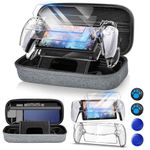 12 in 1 Accessories Set for Playstation Portal, Hard Carrying Case for PS Portal with Clear Skin Case for PS5 Portal, 2 Screen Protector with 4 Thumb Grip, Light Gray