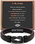 Gifts for Brother Braided Leather Infinity Knot Bracelet for Men Brother Christmas Birthday Back to School Graduation Gifts for Brother from Sisters Cool Brother Gifts Bracelet to My Brother 7.5 Inch