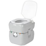Outsunny Portable Toilet for Adults, 22L Camping Toilet with Seat, Lid and Anti-Leak Handle Pump, Outdoor Travel Toilet with Detachable Tanks for Camping, Boating, Hiking, Travel, RV, Grey
