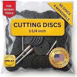 Drilax Rotary Tool Cutting Discs for Metal 50 Pcs Cut Off Wheels Double Fiberglass Reinforced Cut Off Tool Set with 4 Mandrels Compatible with Dremel Cutting Discs 426 426b