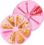 Nourished Essentials DIY Triangle Silicone Scone Pan, Set of 2 - Nonstick Scone Pans for Baking - 8 Cavity Mold for Cake and Scones - Use on Oven, Freezer, Dishwasher, Microwave - 10.8"x1.7" - Pink