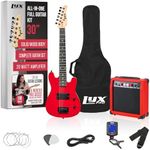 LyxPro 30 Inch Electric Guitar and Starter Kit for Kids with 3/4 Size Beginner’s Guitar, Amp, Six Strings, Two Picks, Shoulder Strap, Digital Clip On Tuner, Guitar Cable and Soft Case Gig Bag - Red
