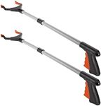 Reacher Grabber Tool - (2-Pack) 32-Inch-Long Folding Picker Upper Gripping Device - Lightweight 90° Rotation Claw Extendable Arm Reach, Indoor | Outdoor Elderly Reaching Mobility Aid & Trash Grabber