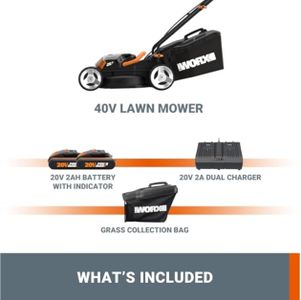 Worx 40V Cordless Lawnmower – Lightweight Battery Powered Mower