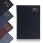 2025 A5 Week To View Diary Full Year Planner Organiser Hardback Cover & Ribbon (Black)