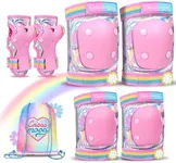 Kids Knee Pads Elbow Pads Wrist Guards Set, Protective Gear Set for Girls Boys Roller Skating Bike Cycling Skateboard Scooter (Floral, Small (3-7years))